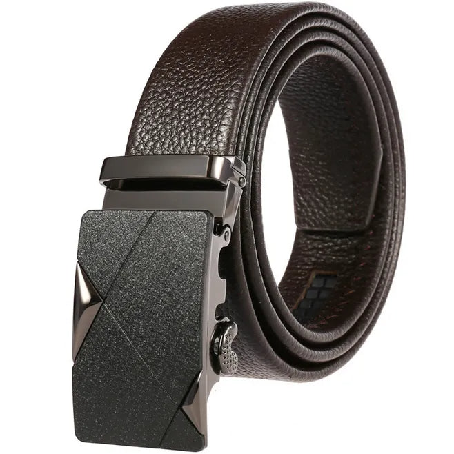 Mens Slide Leather Ratchet Belt Black/ Brown