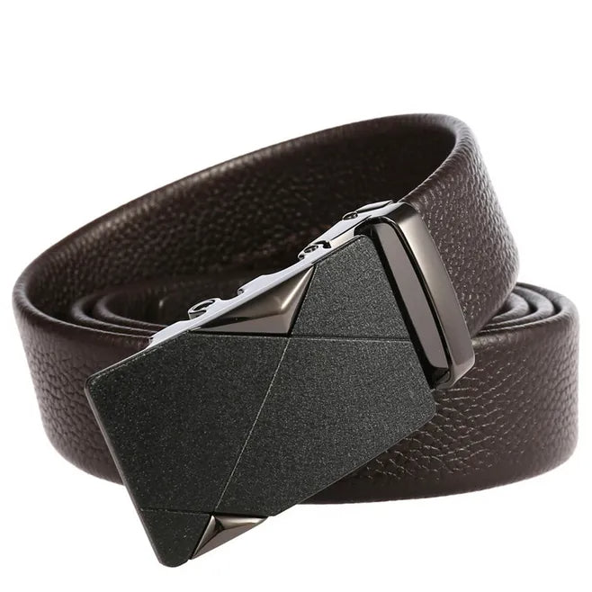 Mens Slide Leather Ratchet Belt Black/ Brown