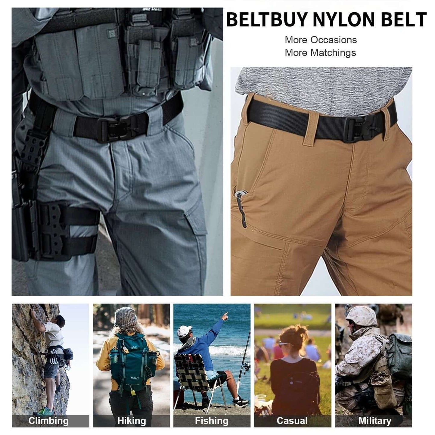 Men Tactical Belt Web Belt Heavy-Duty Quick-Release Metal Buckle Military Use - Beltbuy Store