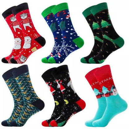 New Arrivals 6 Packs Men Socks Santa Claus Elk Men's Tube Socks Trendy Cotton Socks - Beltbuy Store