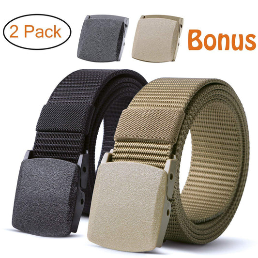 Nylon Military Tactical Battle Belt 2 Pack Outdoor Web Belt With Plastic Buckle - Beltbuy Store