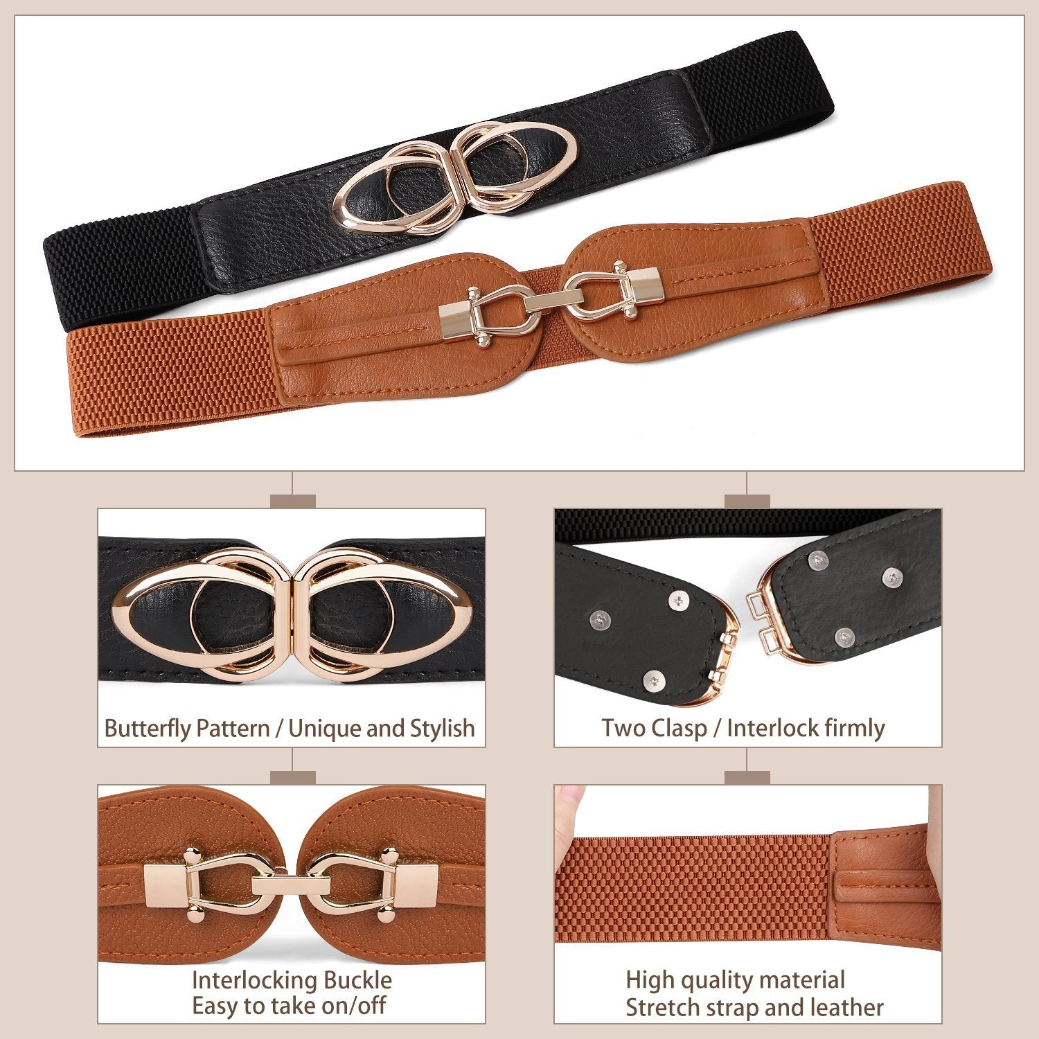 Women Stretchy Wide Waist Belt for Dress Ladies Elastic Cinch Retro Belt - Beltbuy Store