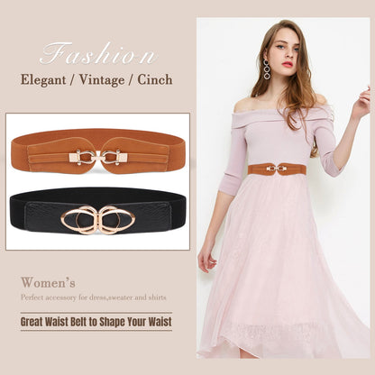 Women Stretchy Wide Waist Belt for Dress Ladies Elastic Cinch Retro Belt - Beltbuy Store